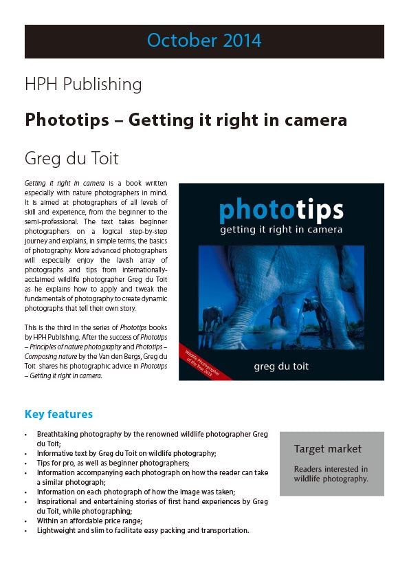 PhotoTips: Getting it Right in Camera - HPH Publishing South Africa
